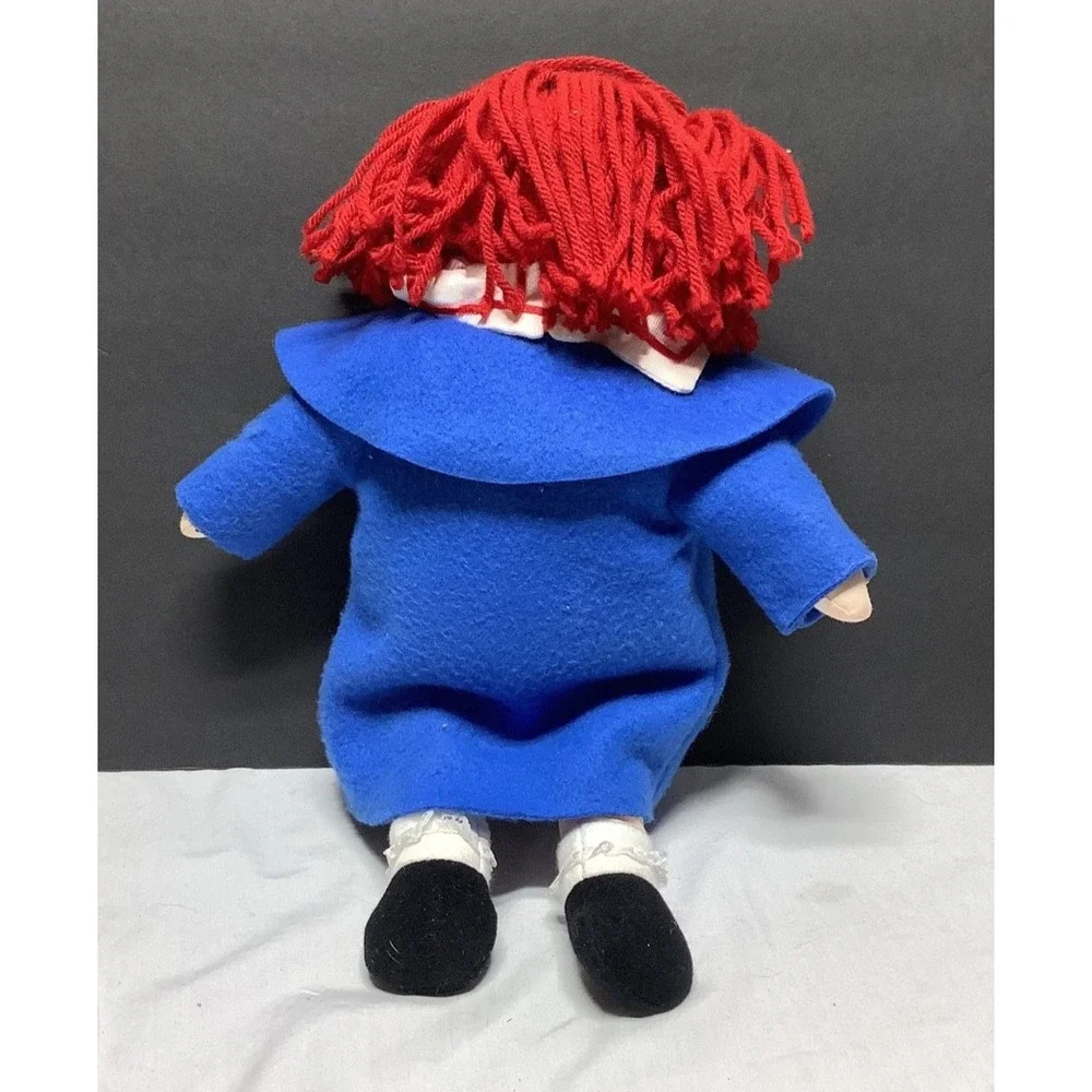 Vintage 1994 Eden Madeline Plush Doll Blue Coat and Red Yarn Hair 15